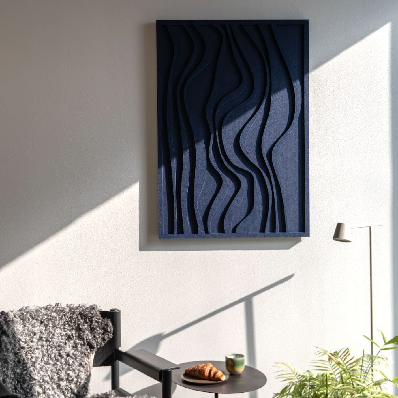 Hung Wave Long Acoustic art Panel by Arturel for Optimal Living Room Acoustics